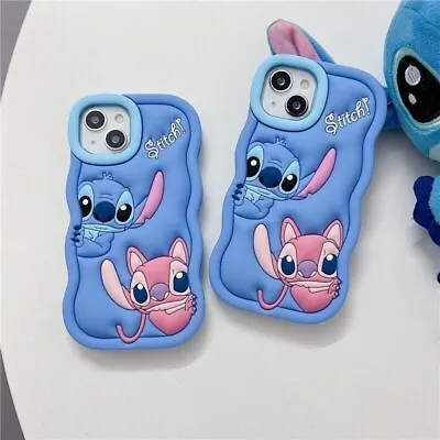 Soft Lilo Stitch 3D Wave Silicone Phone Case For IPhone 15 14 13 12 11 Cover UK • £6.99