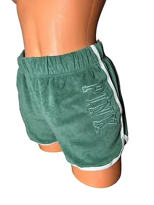 NWT Victoria's Secret PINK Beach Terry High Waist Varsity Shorts Green Small • $8