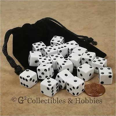 NEW Set Of 20 White 12mm Dice & Bag Six Sided D&D RPG Game MTG WARHAMMER D6  • $8.99