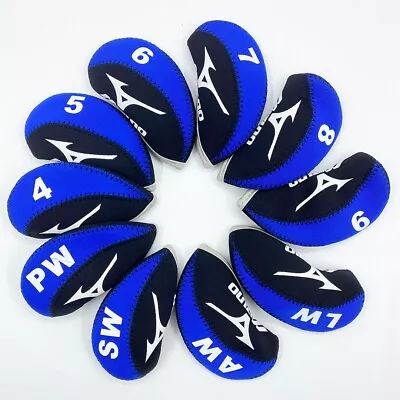 NEW Black Blue 10 PCS 4-9-LPSA Golf Club Iron Neoprene Head Covers For Mizuno • $16.99