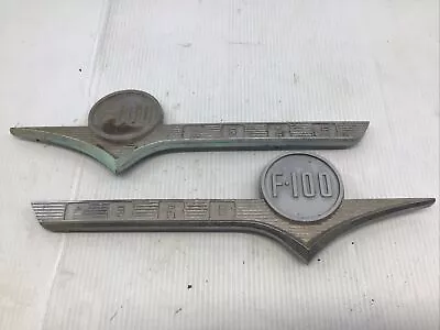 Left And Right Vintage Pair Of Original 1956 Ford F-100 Hood Emblems 16  Long • $59.95