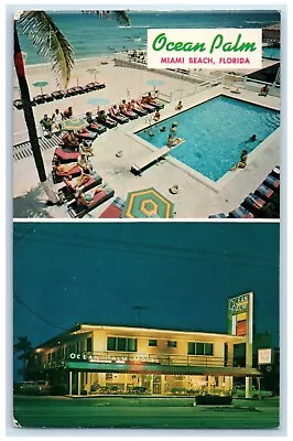 1967 Ocean Palm Motel And Pool Miami Beach Florida FL Dual View Vintage Postcard • $14.98