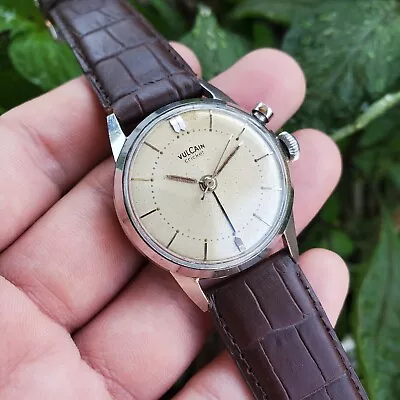 Vulcain Cricket 17j 1st Gen 34mm Swiss Wristwatch W/Alarm 1950s • $1550