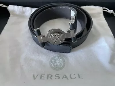 New Versace Medusa Black Leather Belt 90/36 • $265