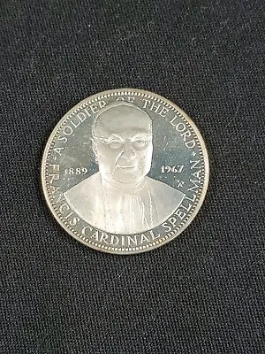 1967 VATICAN Cardinal Francis Spellman Silver Medal - Soldier Of The Lord • $39.95