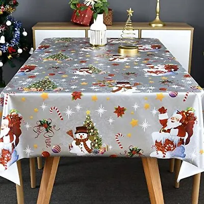 Plastic Christmas Tablecloth Square Silver Vinyl Christmas Table Cloth Xmas T... • $24.72