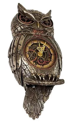 12.5  Steampunk Owl Gear Pendulum Wall Clock Statue Sculpture • $72