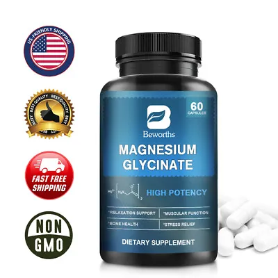 Magnesium Glycinate 350MG With BioperineImproved SleepStress & Anxiety Relief • $12.99
