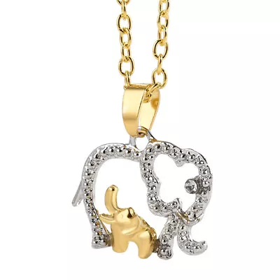  Elephant Mom And Child Necklace Elephant Charm Pendant Mom Daughter Necklace • £6.68