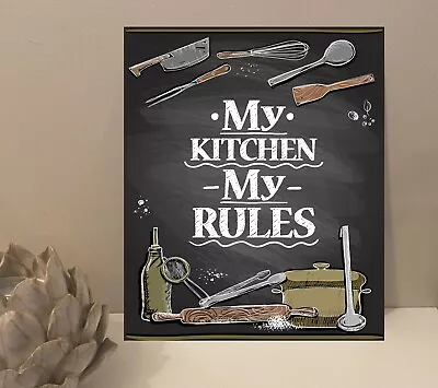 1x My Kitchen My Rules Quote Metal Plaque Sign Gift House Novelty (mt344) • £3.99