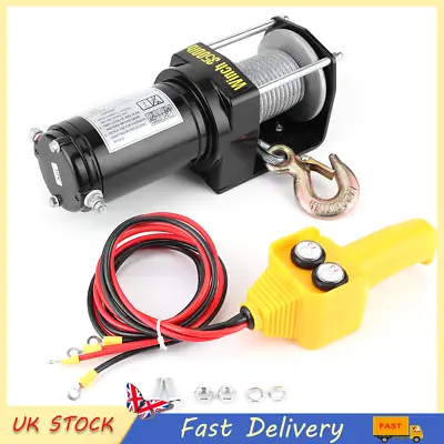 3500lbs 12V Electric Winch Synthetic Cable IP67 Waterproof For ATV UTV Boat • £94.63