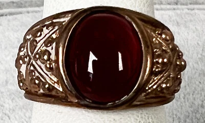 $31.99 • Buy Vintage Carnelian Agate Gold Tone Sterling Ring - SIGNED SIZE 6.25 - 7.0g