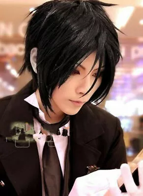 $17.64 • Buy For Cosplay Short Black Black Butler Sebastian Michaelis  +wig Cap