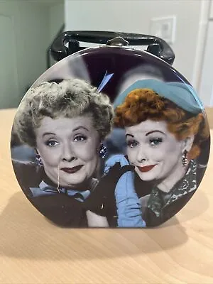 Vintage I Love Lucy & Ethel Lunch Box 2-Sided Metal Round Vandor Collectible Tin • $18.99