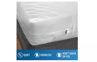 Mattress Protector Cover Waterproof DMI Zippered Plastic No Odor Full Size White • $14.21
