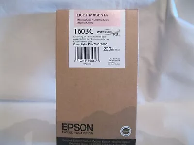 2016 New Genuine Epson T603C Light Magenta Ink Cartridge Stylus Pro 7800/9800 • $49.99