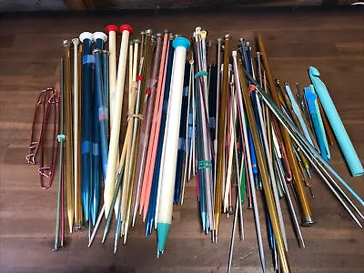 Over 100 Vtg Crochet Hooks Knitting Needles BOYE BATES Steel Aluminum Plastic • $72