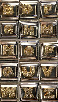 NEW 9mm Italian Link Charms: Rhinestone Alphanbet Monogram Letters - You Choose! • $2.95