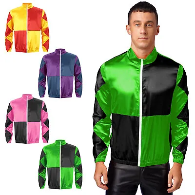 Mens Halloween Horse Jockey Costume Retro Satin Jacket Jockey Trainer Uniform  • £21.23