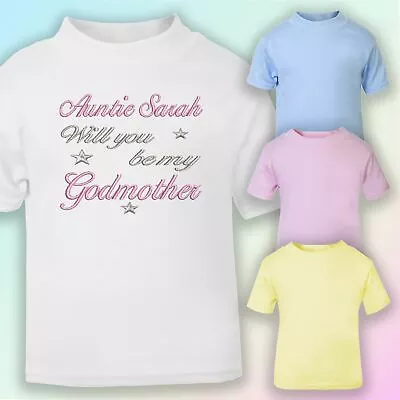 £7.75 • Buy Will You Be My Godmother Embroidered Baby T-Shirt Gift Personalised Godparent