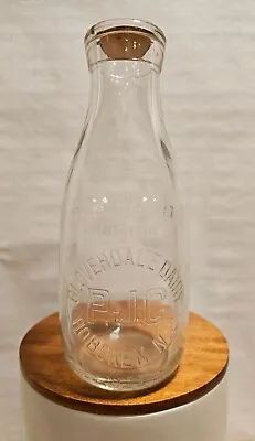 Quart Glass Milk Bottle New Jersey NJ Hoboken P J C Cloverdale Dairy • $29