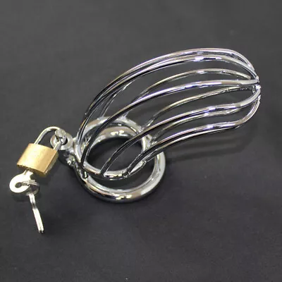 Male Stainless Steel Hollow Chastity Cage Metal Chastity Device Restraint BDSM • £11.75