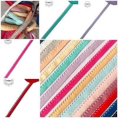 LOOP Edge Flat ELASTIC 1 Yard Coloured Sewing Lingerie Craft Edging 10mm • £1.15