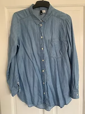 H&M Light Blue Light Chambray Denim Shirt Size 14 • £3.50