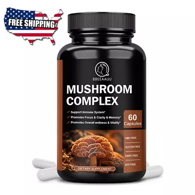 10x Mushroom Complex Supplement Lions Mane Reishi Shiitake Immune Capsules • $12.69