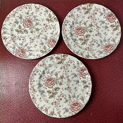 Johnson Brothers Rose Chintz Pink Dinner Plates Lot Of 3 England 1883 Stamp • $47.55