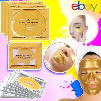 24K Gold Collagen Face Lip Mask Wrinkle Tired Bio Crow Feet Puffy Eye Treatment • £7.50