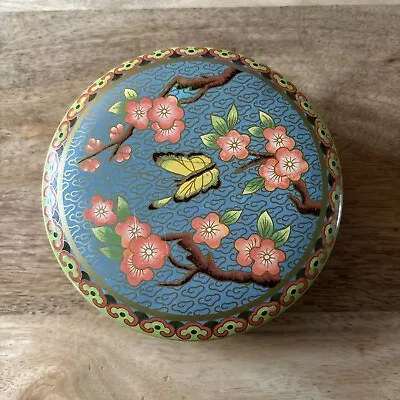 Vintage 60’s Daher Decorated Ware Tin Buttefly Cherry Blossom Flowers England • $4.99