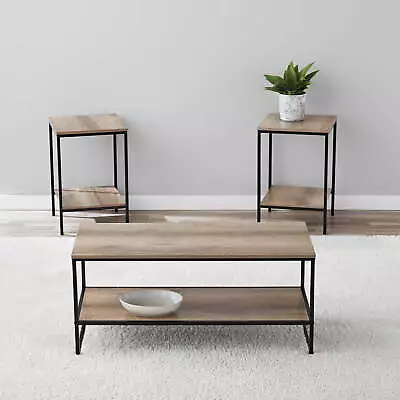 3-Piece Coffee And End Table Set Rustic Brown • $100.34