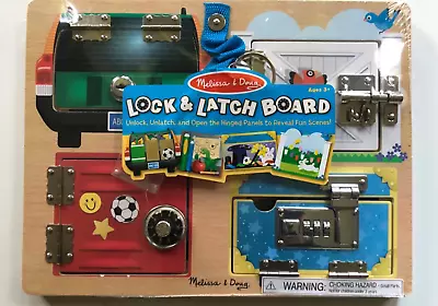 Melissa & Doug Lock And Latch Board Wooden Play Set Ages 3+ NEW SEALED • $15