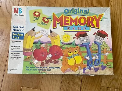 Vintage 1990 Original Memory Game Milton Bradley Game W/Instructions Complete • $11.95