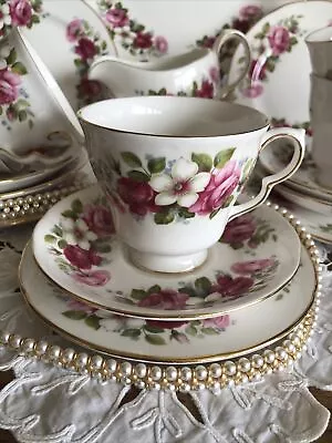 Queen Anne Tea Set -Pretty Pink Roses -Vintage English China -set For 5 18 Piece • £36