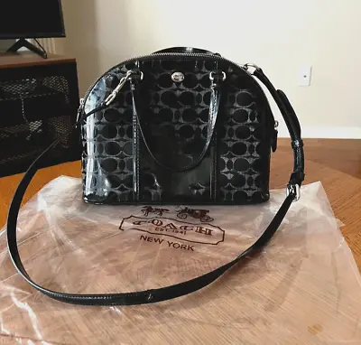 Coach Peyton  Embossed Patent Leather 2way Satchel Shoulder Cross Body Bag Black • $110