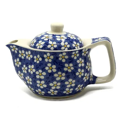 Small Herbal Teapot With Metal Strainer - Blue Daisy Design • £11.99