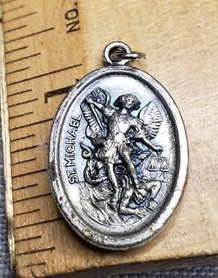 Vintage Pendant Medal St Michael The Archangel Christian H58 • $12