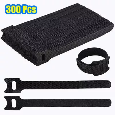 100-300pcs Reusable Cable Tie Nylon Hook Loop Strap Cord Ties PC TV Organiser • $14.14