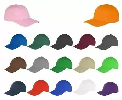 1x Mens Womens Plain Cotton Baseball Cap Adjustable Peak Sport Summer Caps • £2.99