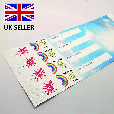 £5.99 • Buy TYVEK Paper ID Security IF LOST SAFETY Wristbands RAINBOW FUN X20 PARTY