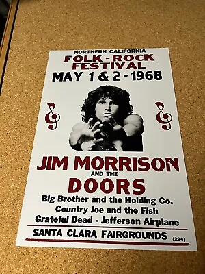 The Doors 1968 Folk Rock California Cardstock Concert Poster 12 X18  • $8.99