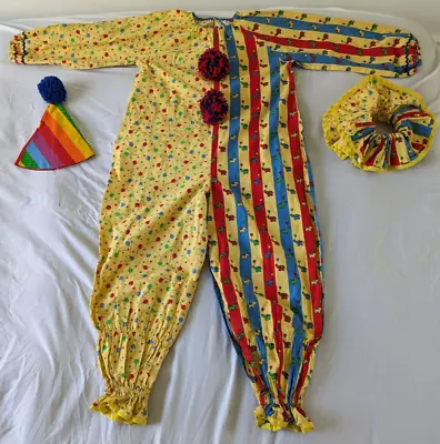 Vintage Clown Costume Colorful Circus Parties Halloween Handmade Adult Small • $49.99