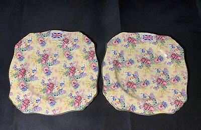 2 Royal Winton England Grimwades Welbeck Chintz 8  Square Salad Plate 1995 • $38