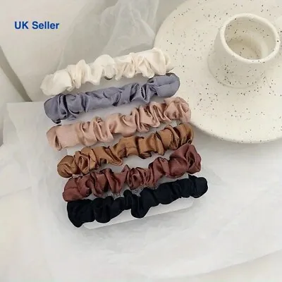 6 Pcs Pleated Satin Scrunchies Set - Soft And Comfortable Hair Ties For Ponytail • £3.57