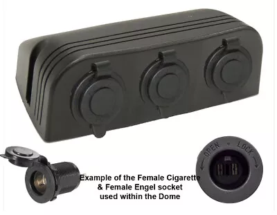 3 Way 12V Accessory DOME SURFACE MOUNT With 2 Engel Fridge Socket 1 Cigarette • $39.95