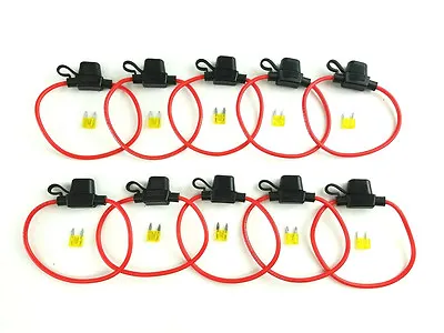 10pc 12GA. ATM/ATC MINI BLADE INLINE FUSE HOLDER CAR TRUCK BOAT RV COPPER +20amp • $11.99