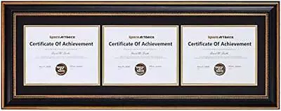 Triple Diploma Frame With Double Mat For Three 8.5x11 Certificates Wall Mounting • $35.99