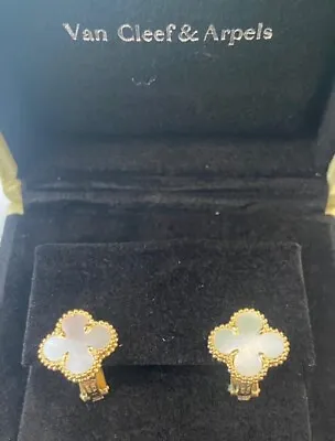 Van Cleef&Arpels Magic Alhambra 18k Yellow Gold With Mother Of Pearl Earrings • $4700